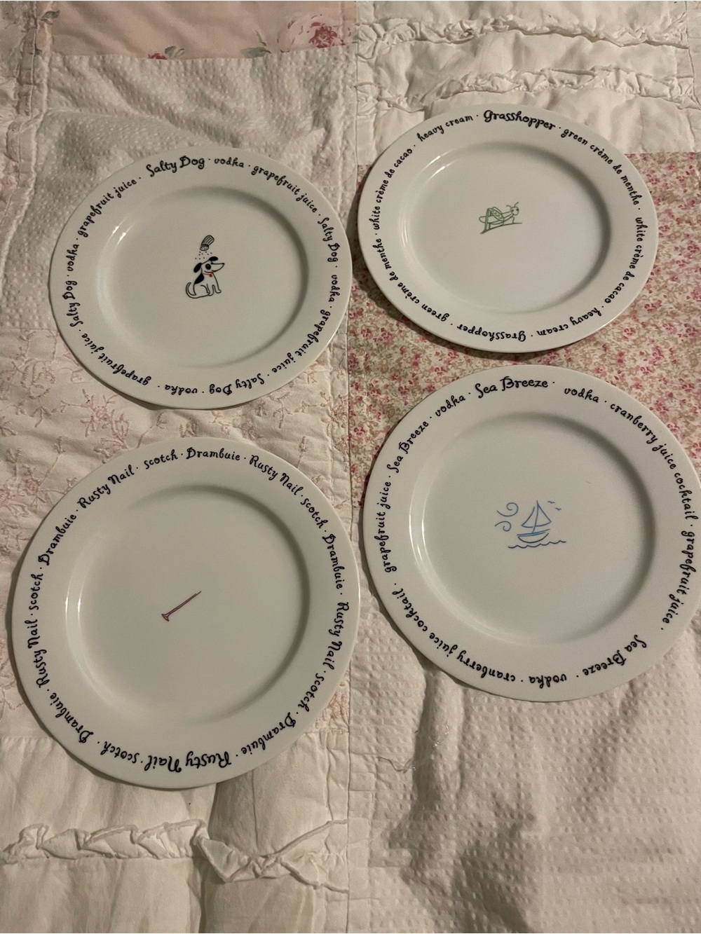 Pottery Barn “Bar Lingo”.  8” plates